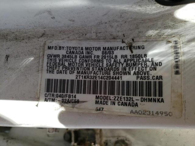 Photo 10 from auction – 2004 TOYOTA COROLLA MA with VIN 2T1KR32E14C204441