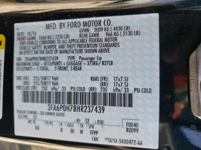 Photo 10 from auction – 2017 FORD FUSION SE with VIN 3FA6P0H78HR237439
