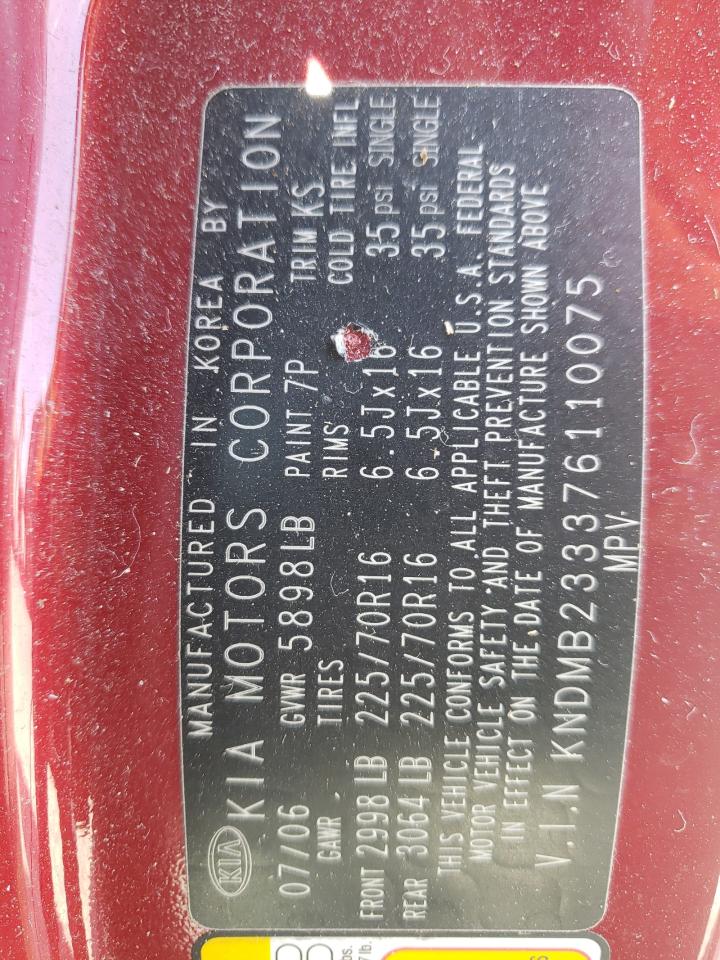 Photo 10 from auction – 2007 KIA SEDONA EX with VIN KNDMB233376110075