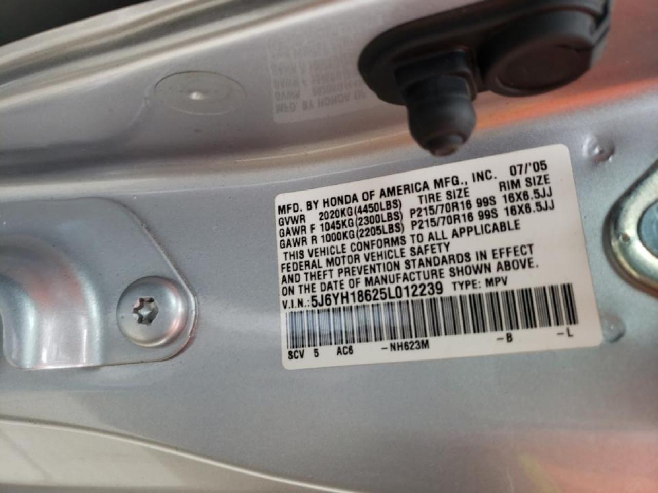 Photo 10 from auction – 2005 HONDA ELEMENT EX with VIN 5J6YH18625L012239