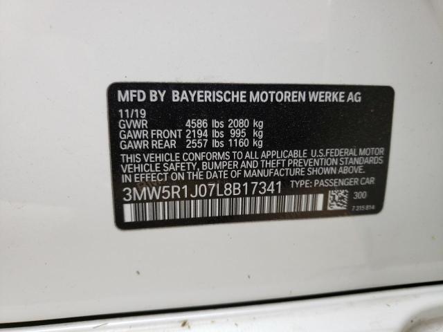 Photo 10 from auction – 2020 BMW 330I with VIN 3MW5R1J07L8B17341