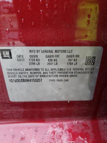 Photo 10 from auction – 2017 CHEVROLET SONIC LT with VIN 1G1JD5SB8H4153257