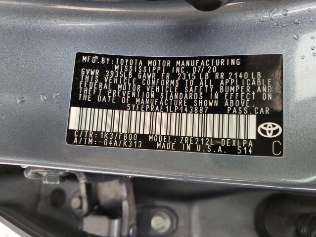 Photo 10 from auction – 2020 TOYOTA COROLLA LE with VIN 5YFEPRAE1LP143887