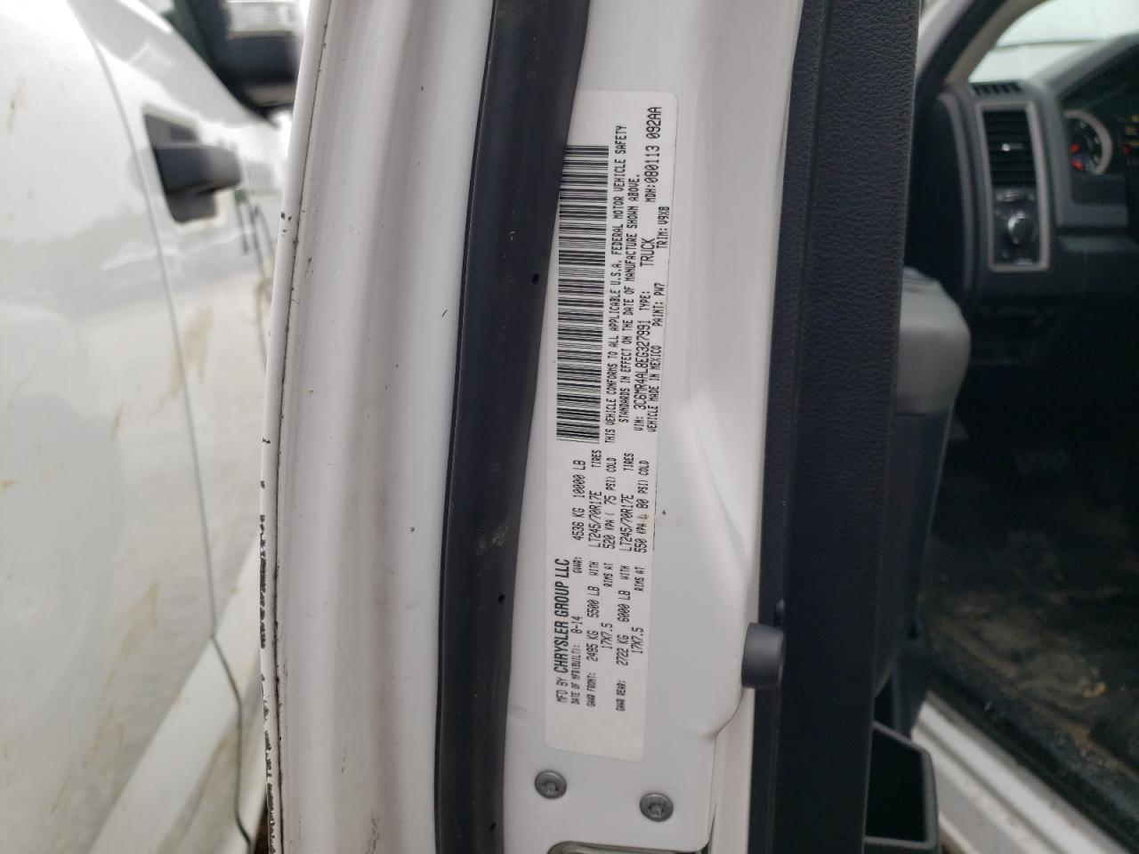 Photo 10 from auction – 2014 RAM 2500 ST with VIN 3C6MR4AL8EG327991
