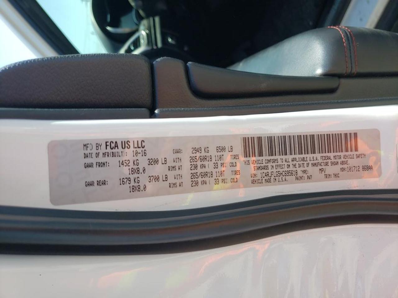 Photo 10 from auction – 2017 JEEP GRAND CHER with VIN 1C4RJFLG5HC695618