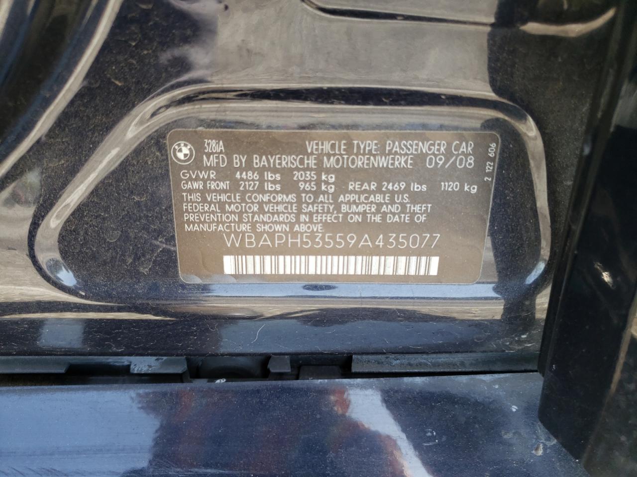 Photo 10 from auction – 2009 BMW 328I with VIN WBAPH53559A435077