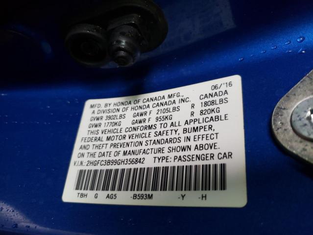 Photo 10 from auction – 2016 HONDA CIVIC TOUR with VIN 2HGFC3B99GH356842
