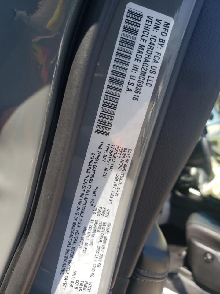 Photo 10 from auction – 2021 DODGE DURANGO SX with VIN 1C4RDHAG2MC693616