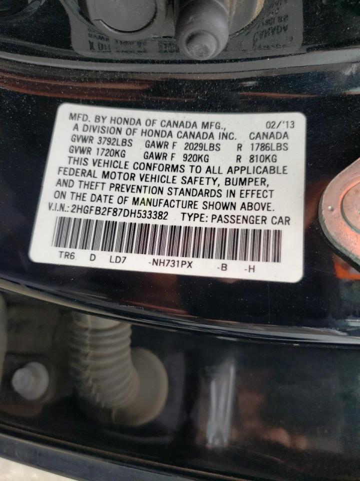 Photo 10 from auction – 2013 HONDA CIVIC EX with VIN 2HGFB2F87DH533382