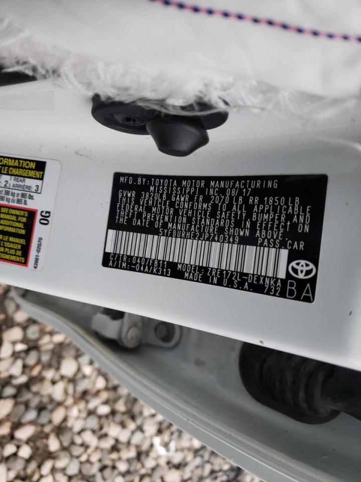 Photo 10 from auction – 2018 TOYOTA COROLLA L with VIN 5YFBURHE2JP740349