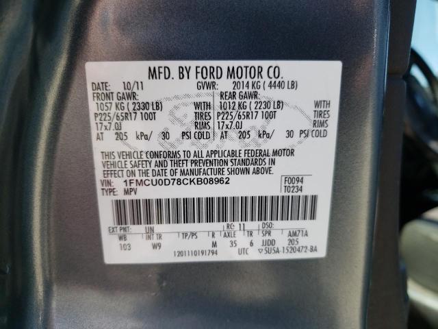 Photo 10 from auction – 2012 FORD ESCAPE XLT with VIN 1FMCU0D78CKB08962