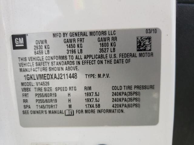 Photo 10 from auction – 2010 GMC ACADIA SLT with VIN 1GKLVMEDXAJ211448