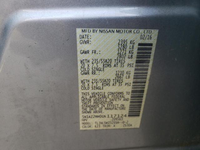 Photo 10 from auction – 2016 NISSAN MURANO S with VIN 5N1AZ2MH0GN117124