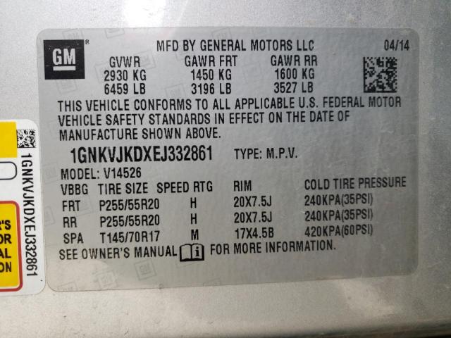 Photo 10 from auction – 2014 CHEVROLET TRAVERSE L with VIN 1GNKVJKDXEJ332861