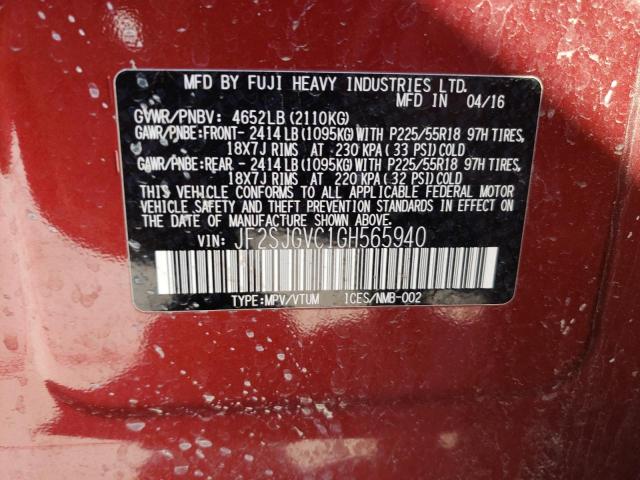 Photo 10 from auction – 2016 SUBARU FORESTER 2 with VIN JF2SJGVC1GH565940