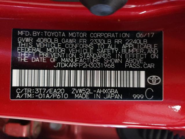 Photo 10 from auction – 2017 TOYOTA PRIUS PRIM with VIN JTDKARFP2H3031968