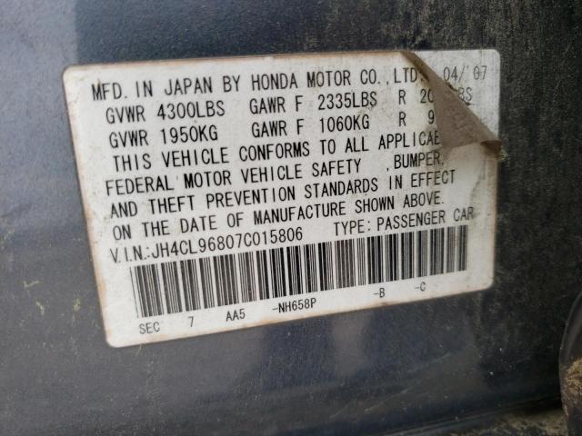 Photo 10 from auction – 2007 ACURA TSX with VIN JH4CL96807C015806
