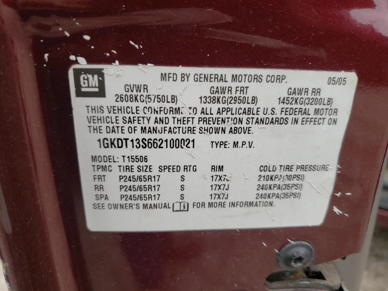 Photo 10 from auction – 2004 GMC ENVOY with VIN 1GKDT13S442382074