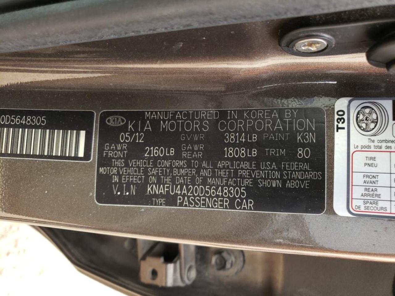 Photo 10 from auction – 2013 KIA FORTE EX with VIN KNAFU4A20D5648305