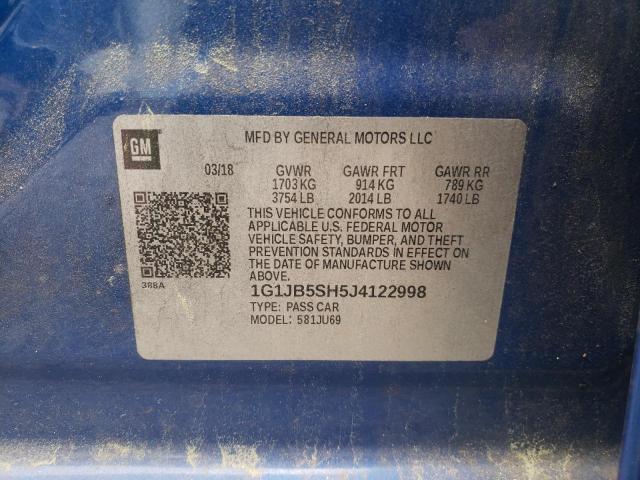 Photo 10 from auction – 2018 CHEVROLET SONIC LS with VIN 1G1JB5SH5J4122998