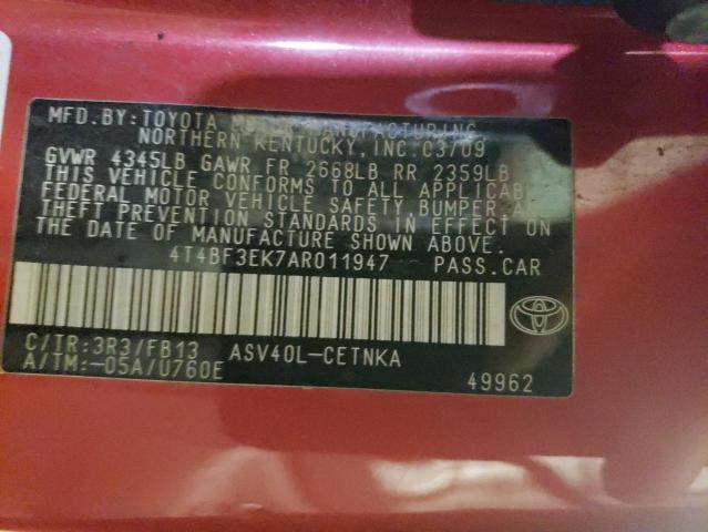 Photo 10 from auction – 2010 TOYOTA CAMRY BASE with VIN 4T4BF3EK7AR011947