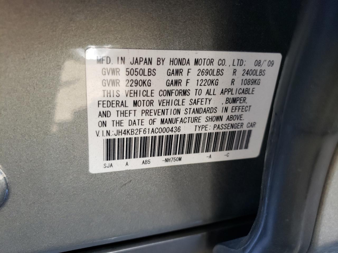 Photo 10 from auction – 2010 ACURA RL with VIN JH4KB2F61AC000436