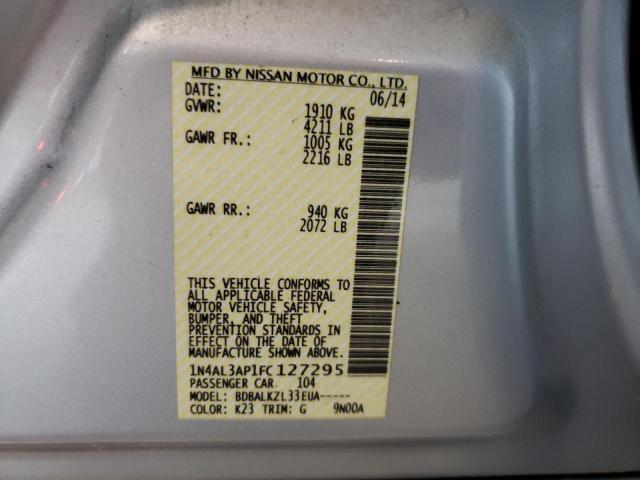 Photo 10 from auction – 2015 NISSAN ALTIMA 2.5 with VIN 1N4AL3AP1FC127295