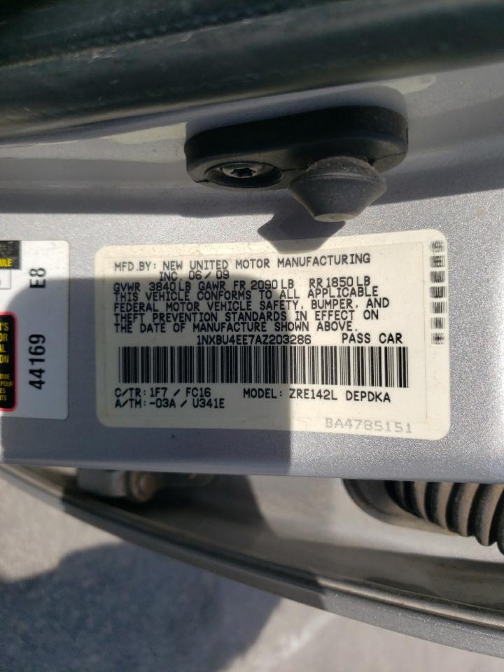 Photo 10 from auction – 2010 TOYOTA COROLLA BA with VIN 1NXBU4EE7AZ203286