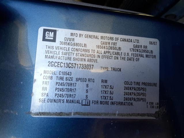 Photo 10 from auction – 2007 CHEVROLET SILVERADO with VIN 2GCEC13C571733037