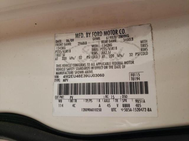 Photo 10 from auction – 2009 MERCURY MOUNTAINEE with VIN 4M2EU48E39UJ03060