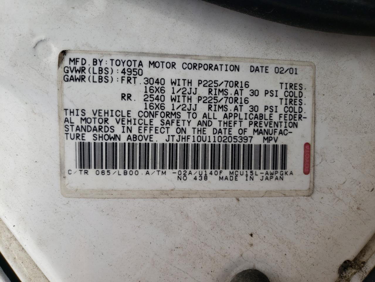 Foto 10 de la subasta – 2001 LEXUS RX 300 con VIN JTJHF10U110205397