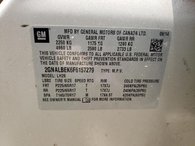 Photo 10 from auction – 2015 CHEVROLET EQUINOX with VIN 2GNALBEK6F6157279
