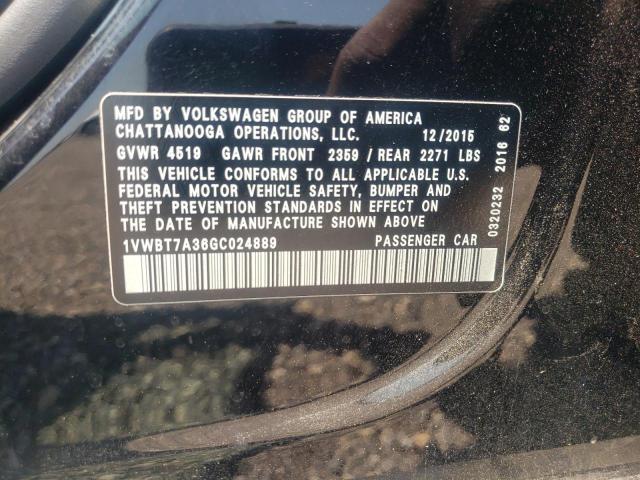 Photo 10 from auction – 2016 VOLKSWAGEN PASSAT SE with VIN 1VWBT7A36GC024889