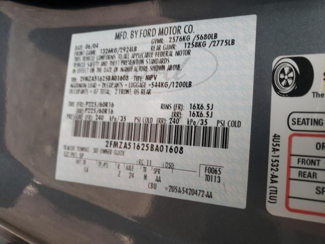 Photo 10 from auction – 2005 FORD FREESTAR S with VIN 2FMZA51625BA01608