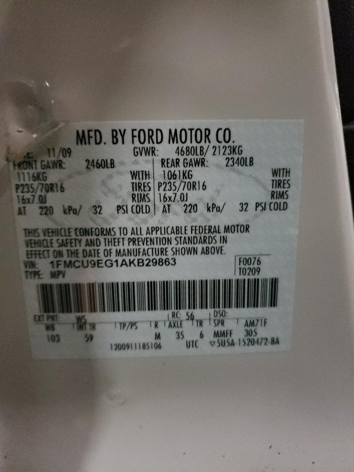 Photo 10 from auction – 2010 FORD ESCAPE LIM with VIN 1FMCU9EG1AKB29863