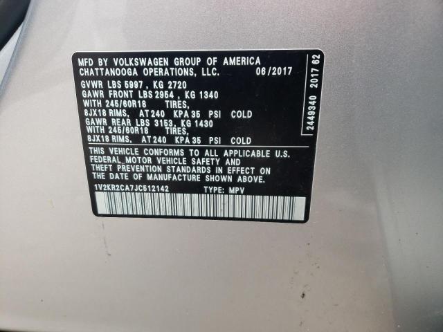 Photo 10 from auction – 2018 VOLKSWAGEN ATLAS SE with VIN 1V2KR2CA7JC512142