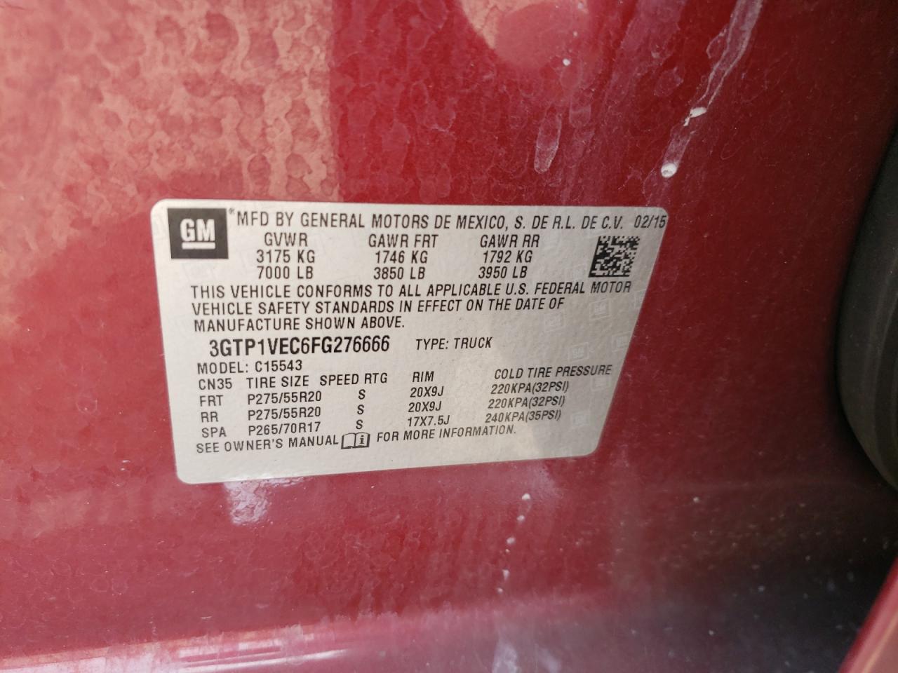 Photo 10 from auction – 2015 GMC SIERRA C15 with VIN 3GTP1VEC6FG276666