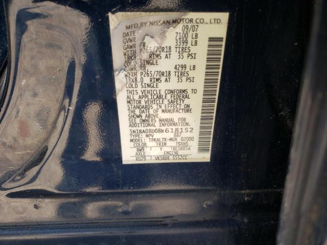 Photo 10 from auction – 2008 NISSAN ARMADA SE with VIN 5N1BA08D08N618152