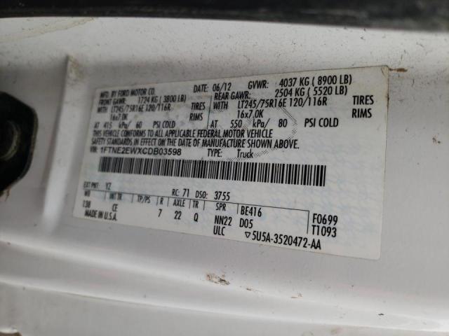 Photo 10 from auction – 2012 FORD ECONOLINE with VIN 1FTNE2EWXCDB03598