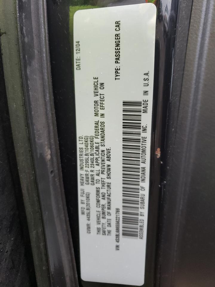 Photo 10 from auction – 2005 SUBARU LEGACY GT with VIN 4S3BL686556221769