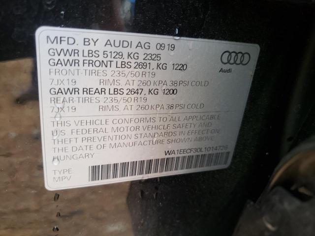 AUDI Q3 PREMIUM 2020 with VIN WA1EECF30L1014726 - Photo from auction