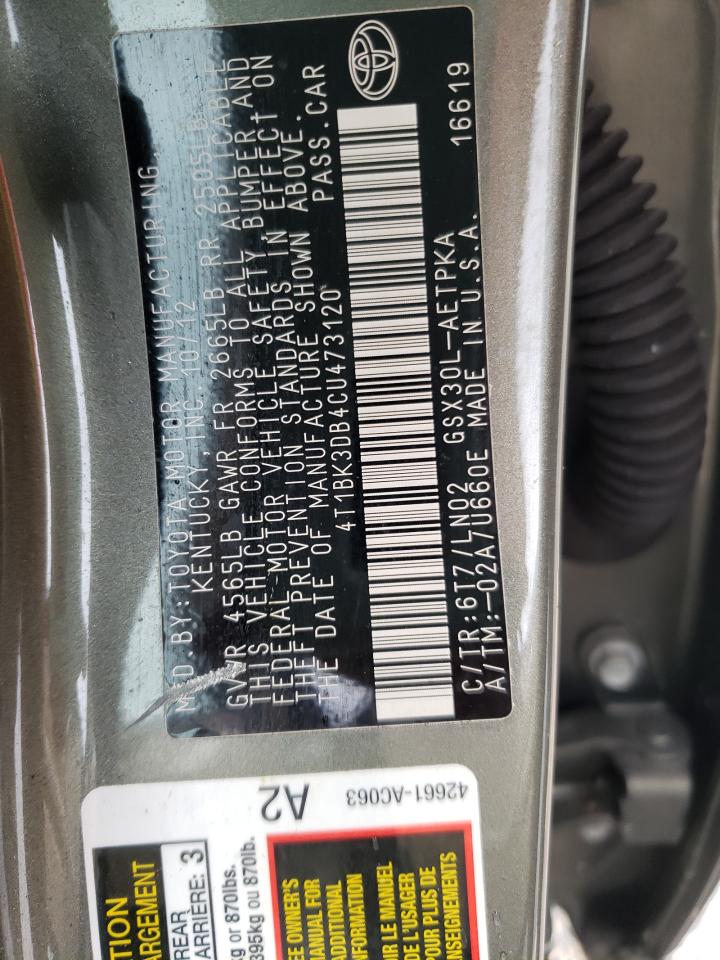 Zdjęcie 10 z aukcji – 2012 TOYOTA AVALON BAS z VIN 4T1BK3DB4CU473120