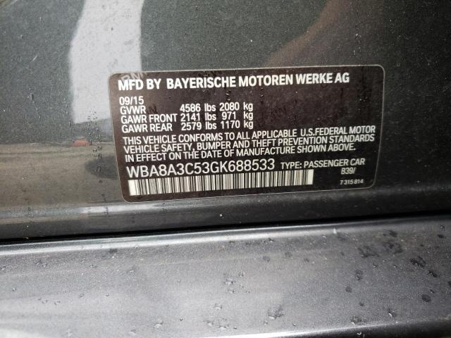 Photo 10 from auction – 2016 BMW 320 XI with VIN WBA8A3C53GK688533