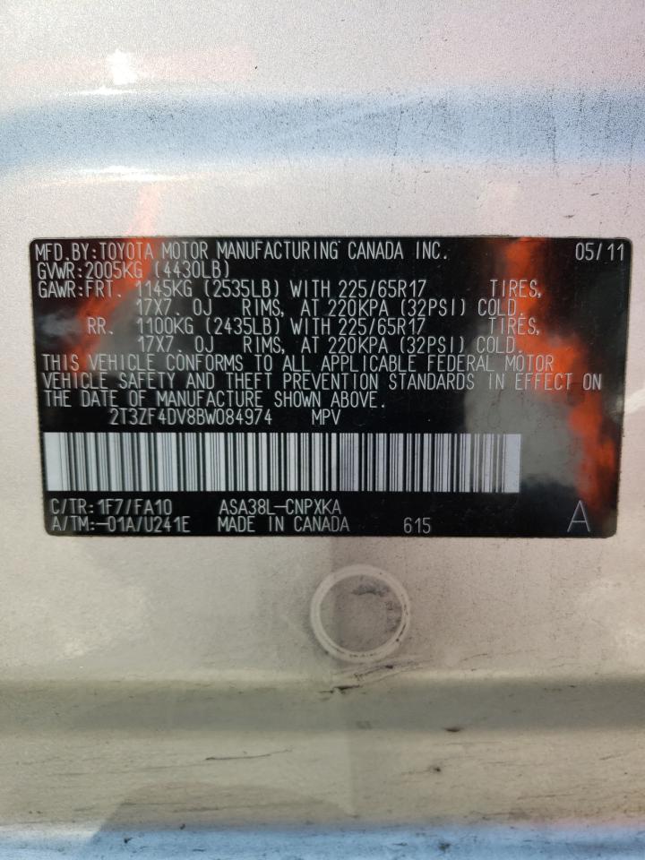 Photo 10 from auction – 2011 TOYOTA RAV4 with VIN 2T3ZF4DV8BW084974