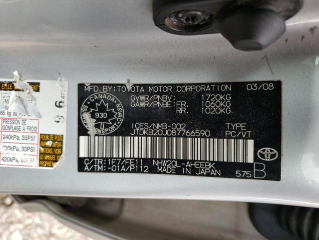 Photo 10 from auction – 2008 TOYOTA PRIUS with VIN JTDKB20U087766590