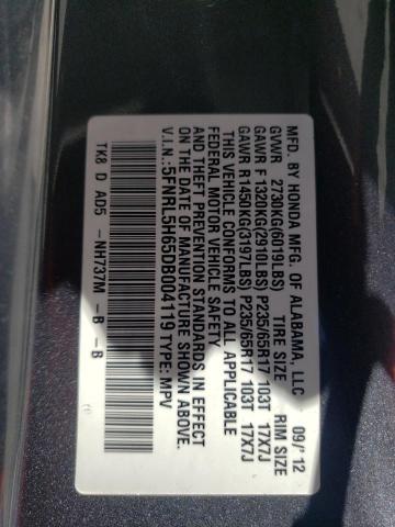Photo 10 from auction – 2013 HONDA ODYSSEY EX with VIN 5FNRL5H65DB004119