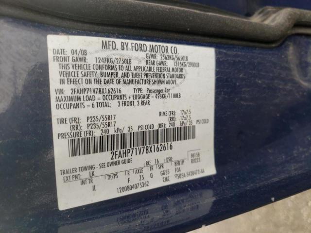Photo 10 from auction – 2008 FORD CROWN VICT with VIN 2FAHP71V78X162616