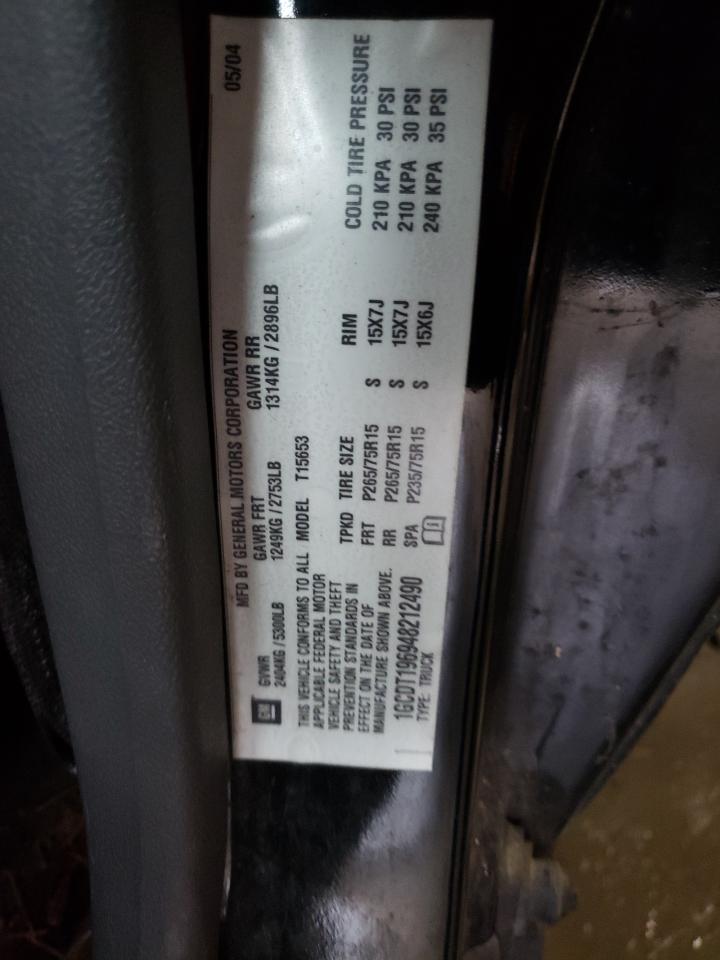 Photo 10 from auction – 2004 CHEVROLET COLORADO with VIN 1GCDT196948212490
