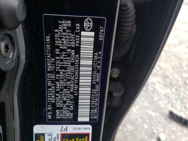 Photo 10 from auction – 2017 TOYOTA CAMRY LE with VIN 4T1BF1FK0HU345826