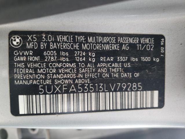 Foto 10 de la subasta – 2003 BMW X5 3.0I con VIN 5UXFA53513LV79285